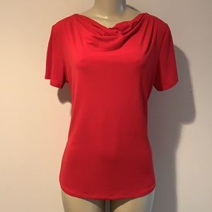 Red cowl neck top